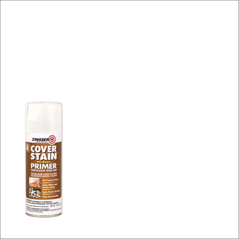 Zinsser Cover Stain White Flat Oil-Based Alkyd Spray Primer and Sealer 13 oz, Pack of 6