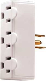 Eaton Wiring Devices BP1147W Outlet Tap, 2-Pole, 15 A, 125 V, 3-Outlet, NEMA: NEMA 5-15R, White