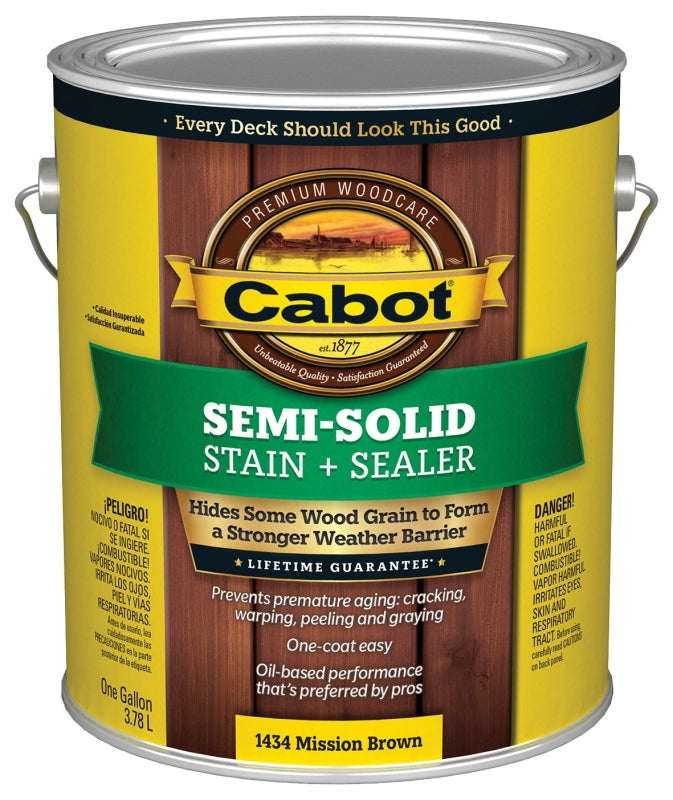 Cabot 140.0001434.007 Semi Transparent Stain, Natural Flat, Mission Brown, Liquid, 1 gal, Pack of 4