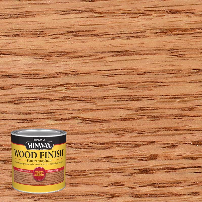 Minwax Wood Finish Semi-Transparent Sedona Red Oil-Based Penetrating Wood Stain 1/2 pt, Pack of 4