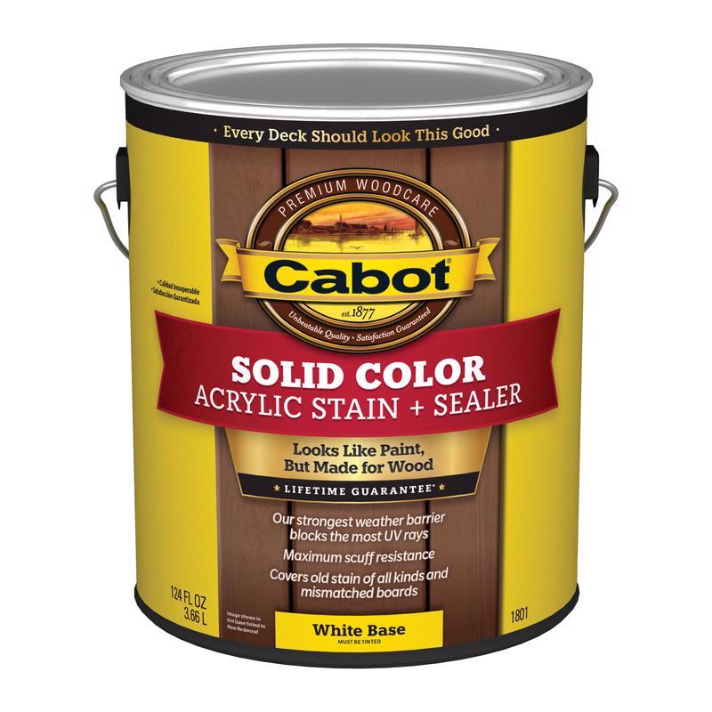 Cabot Solid Color Acrylic Stain & Sealer Solid Tintable White Base Acrylic Deck Stain 1 gal, Pack of 4