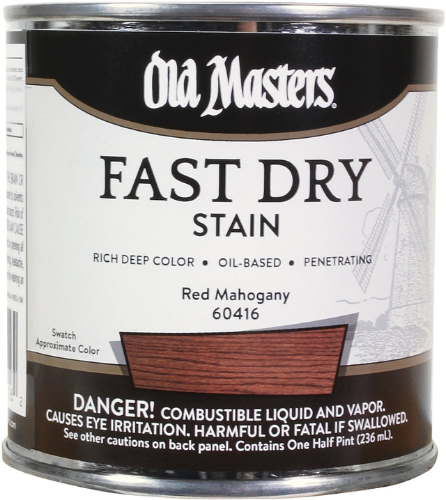 Old Masters 60416 Fast Dry Stain, Red Mahogany, Liquid, 0.5 pt