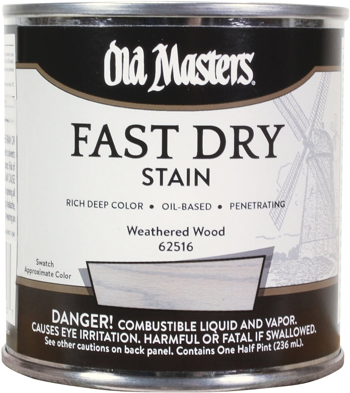 Old Masters 62516 Fast Dry Stain, Weathered Wood, Liquid, 0.5 pt