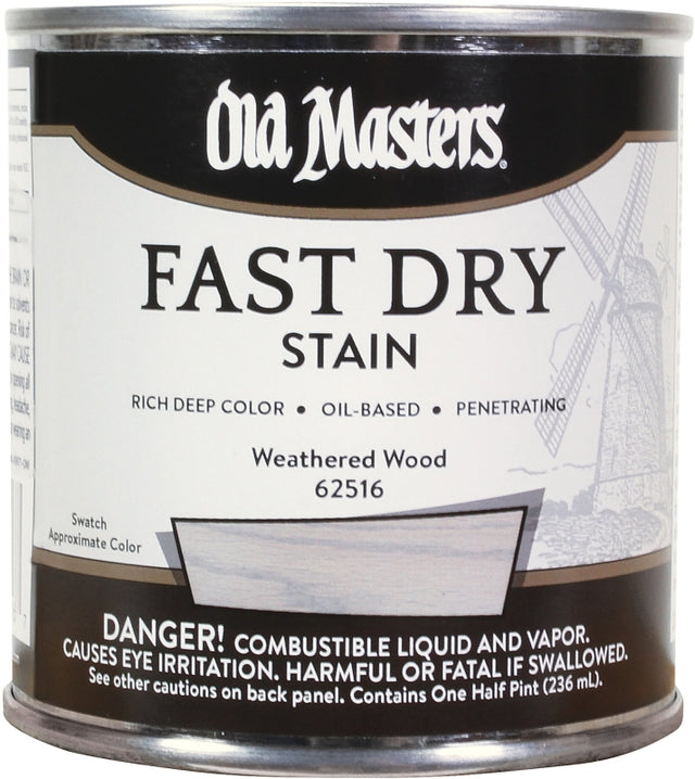Old Masters 62516 Fast Dry Stain, Weathered Wood, Liquid, 0.5 pt
