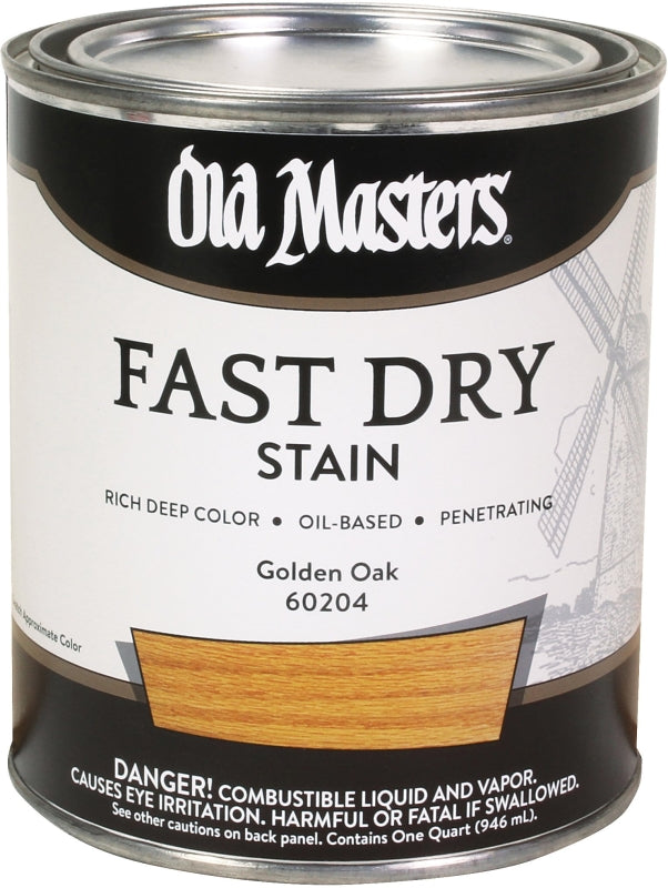 Old Masters 60204 Wood Stain, Oil Base, Golden Oak, Liquid, 1 qt
