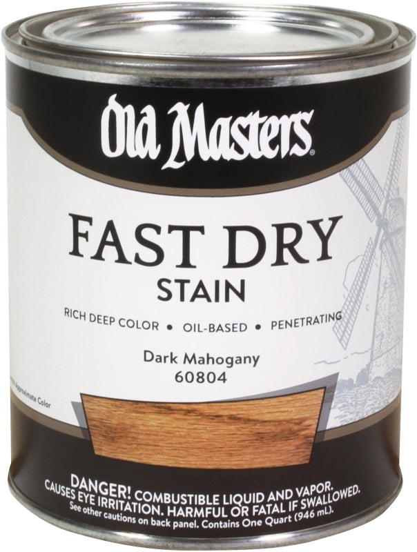 Old Masters 60804 Wood Stain, Oil Base, Dark Mahogany, Liquid, 1 qt
