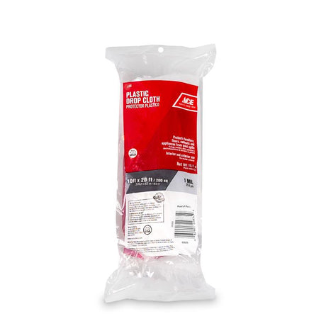 Ace 10 ft. W X 20 ft. L X 1 mil Plastic Drop Cloth 1 pk, Pack of 12