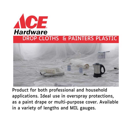 Ace 9 ft. W X 12 ft. L X 3 mil Plastic Drop Cloth 1 pk, Pack of 12