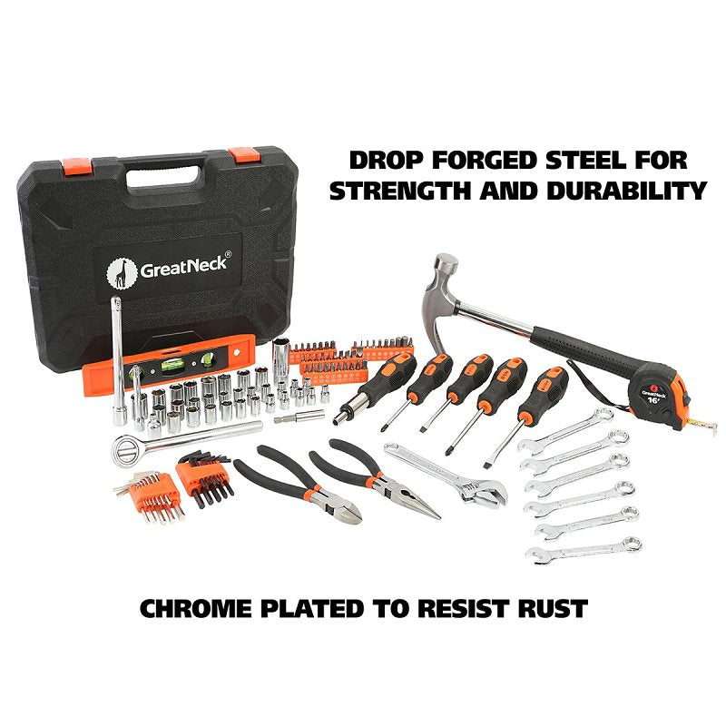 GreatNeck TK119 Home and Garage Tool Set, 119-Piece, Steel