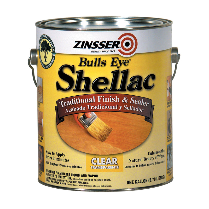 Zinsser Bulls Eye Gloss Clear Shellac-Based Shellac Finish and Sealer 1 gal, Pack of 2