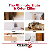 Zinsser B-I-N White Flat Shellac-Based Primer and Sealer 1 qt, Pack of 6