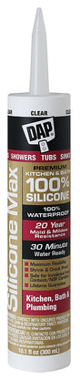 DAP 08668 Kitchen and Bath Sealant, Clear, 24 hr Curing, -35 to 140 deg F, 10.1 fl-oz Cartridge, Tube