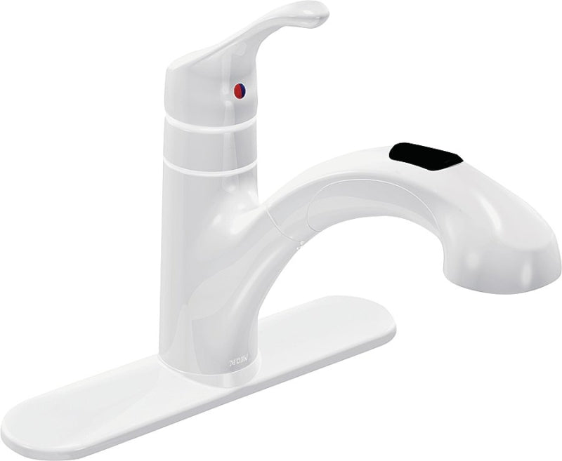Moen Renzo Glacier CA87316W Kitchen Faucet, 1.5 gpm, 1-Handle, Stainless Steel, Glacier, Deck Mounting
