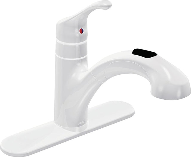 Moen Renzo Glacier CA87316W Kitchen Faucet, 1.5 gpm, 1-Handle, Stainless Steel, Glacier, Deck Mounting
