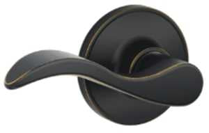 Schlage J Series J10SEV716 Passage Lever, Mechanical Lock, Aged Bronze, 7/8 in Housing Dia, Metal, Residential, 3 Grade