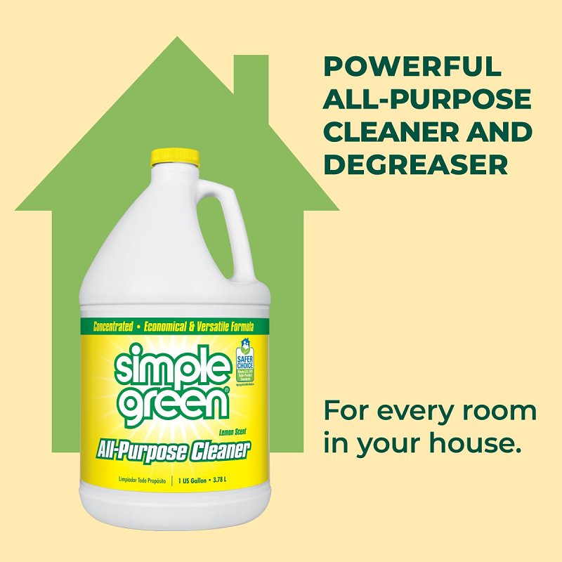 Simple Green 3010100614010 Concentrated All-Purpose Cleaner, 1 gal Bottle, Liquid, Lemon, Yellow