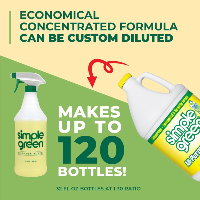Simple Green 3010100614010 Concentrated All-Purpose Cleaner, 1 gal Bottle, Liquid, Lemon, Yellow