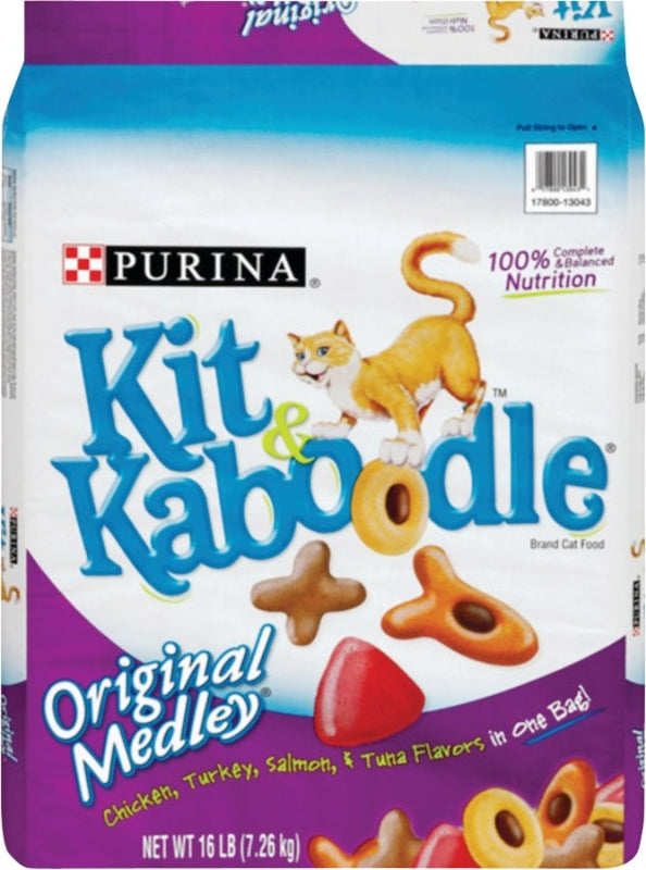 Purina Kit & Kaboodle Original Series 17800140987 Cat Food, Dry, Liver, Ocean Fish, Poultry, 13 lb, Bag