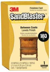 3M SandBlaster 9564 Sanding Sponge, 4-1/2 in L, 2-1/2 in W, 180 Grit, Fine, Aluminum Oxide Abrasive