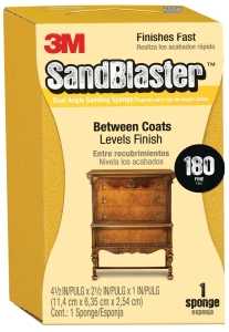 3M SandBlaster 9564 Sanding Sponge, 4-1/2 in L, 2-1/2 in W, 180 Grit, Fine, Aluminum Oxide Abrasive