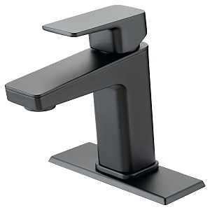 Boston Harbor FS6A0215BL Lavatory Faucet, 1.2 gpm, 1-Handle, 1, 3-Faucet Hole, Metal/Plastic, Matte Black