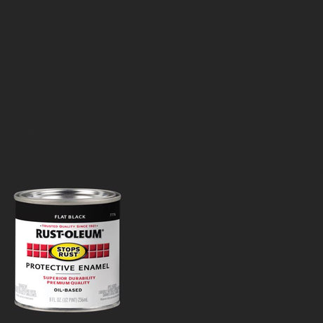 Rust-Oleum Stops Rust Indoor and Outdoor Flat Black Oil-Based Enamel Protective Paint 0.5 pt, Pack of 6