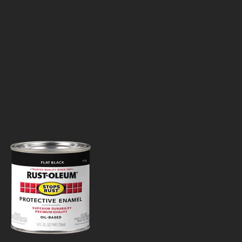 Rust-Oleum Stops Rust Indoor and Outdoor Flat Black Oil-Based Enamel Protective Paint 0.5 pt, Pack of 6