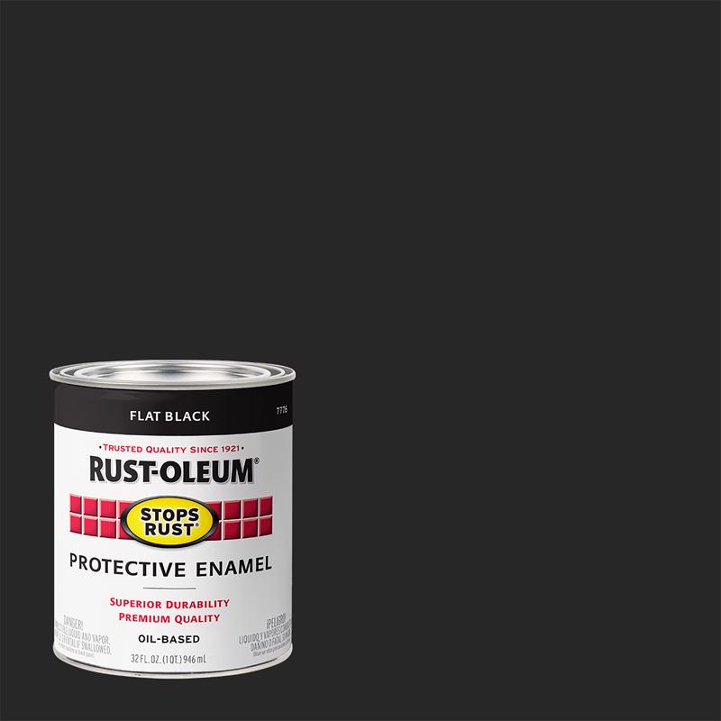 Rust-Oleum Stops Rust Indoor and Outdoor Flat Black Oil-Based Protective Paint 1 qt, Pack of 2