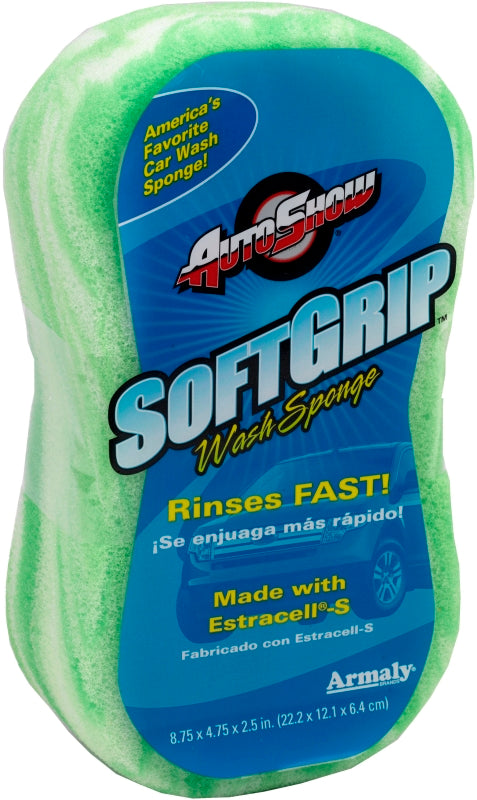 Autoshow 11802 Soft-Grip Sponge, 8-3/4 in L, 4-3/4 in W, 2-7/8 in Thick, Polyester, Assorted