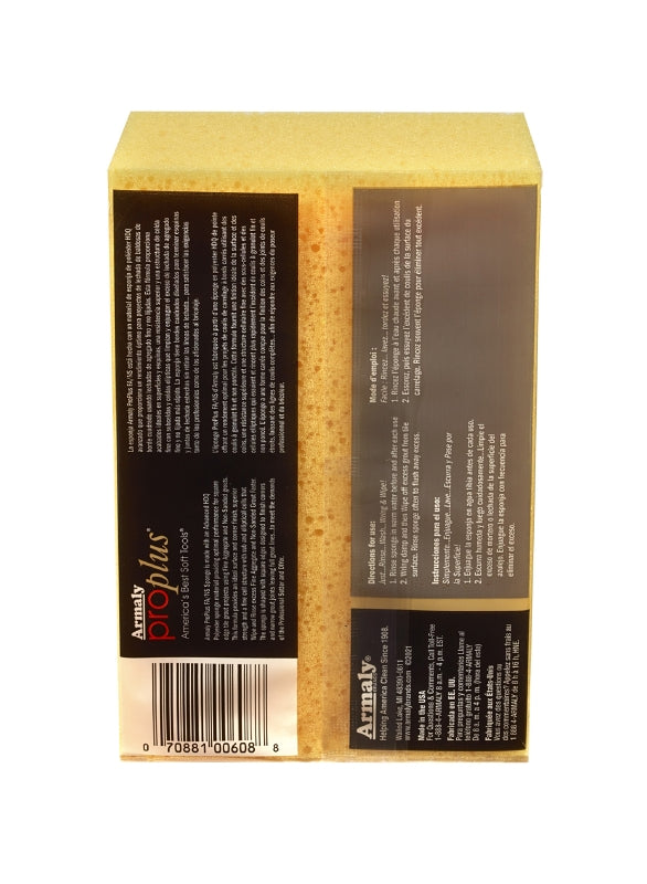 Armaly ProPlus 00608 FA/NS Grout Sponge, 6-1/2 in L, 4-1/2 in W, 2-3/8 in Thick, Polyester, Yellow