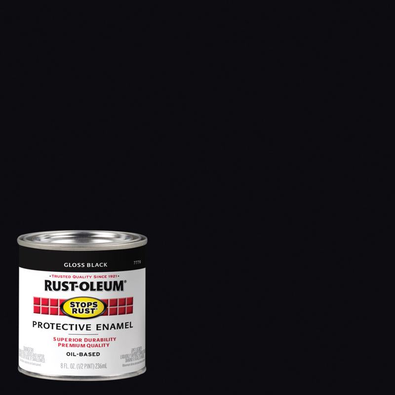 Rust-Oleum Stops Rust Indoor and Outdoor Gloss Black Oil-Based Protective Paint 0.5 pt, Pack of 6