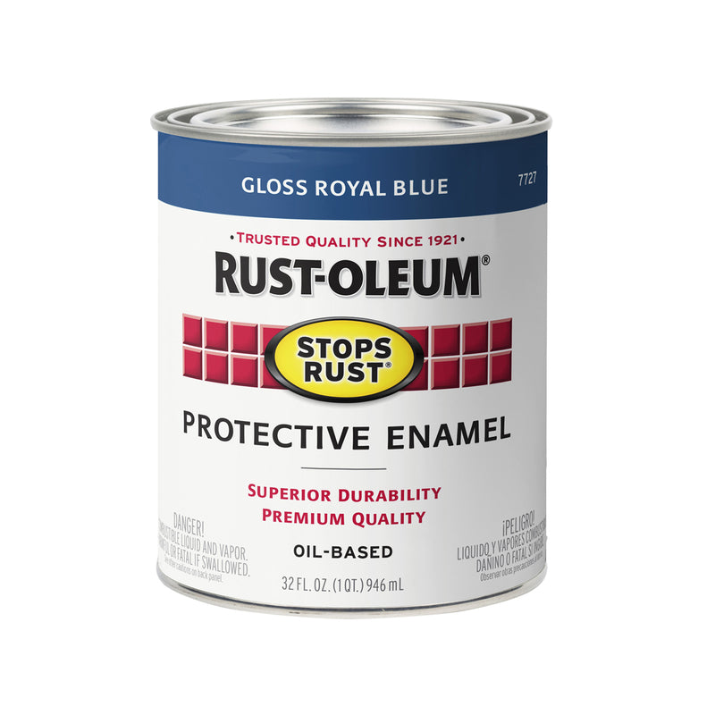 Rust-Oleum Stops Rust Indoor and Outdoor Gloss Royal Blue Oil-Based Protective Paint 1 qt, Pack of 2