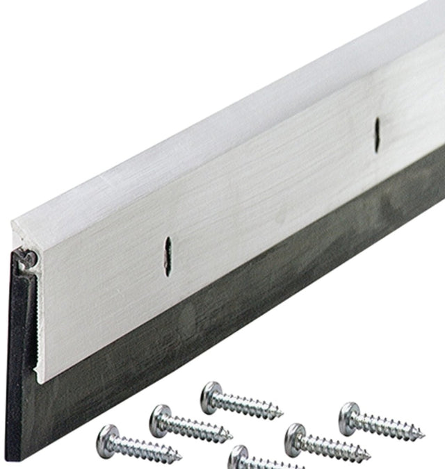 M-D 69604 Door Sweep, 48 in L, 1-1/4 in W, Aluminum Flange, EPDM Rubber Insert, ADA Compliant