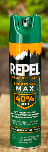 Repel Sportsmen Max HG-33801 Insect Repellent, 6.5 oz, Aerosol Can, Liquid, Pale Yellow, Deet, Ethanol
