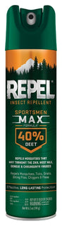 Repel Sportsmen Max HG-33801 Insect Repellent, 6.5 oz, Aerosol Can, Liquid, Pale Yellow, Deet, Ethanol
