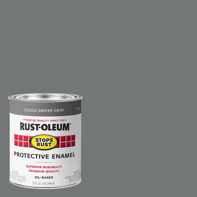 Rust-Oleum Stops Rust Gloss Smoke Gray Protective Enamel Exterior and Interior 1 qt, Pack of 2