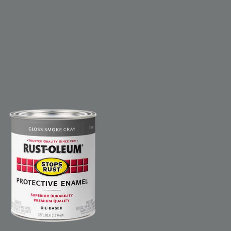 Rust-Oleum Stops Rust Gloss Smoke Gray Protective Enamel Exterior and Interior 1 qt, Pack of 2