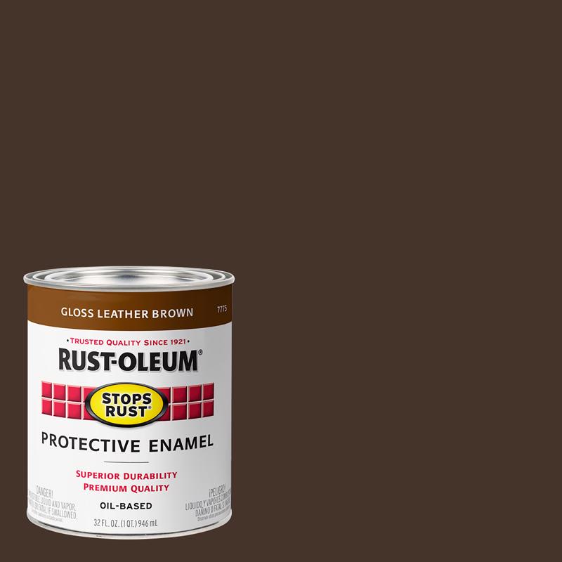 Rust-Oleum Stops Rust Indoor and Outdoor Gloss Leather Brown Oil-Based Protective Paint 1 qt, Pack of 2