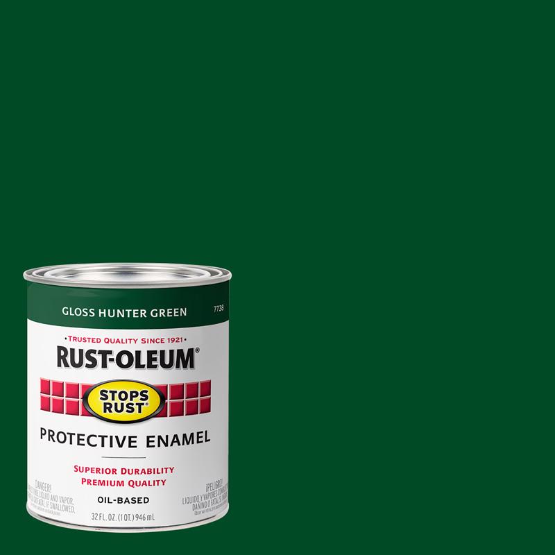 Rust-Oleum Stops Rust Indoor and Outdoor Gloss Hunter Green Oil-Based Protective Paint 1 qt, Pack of 2