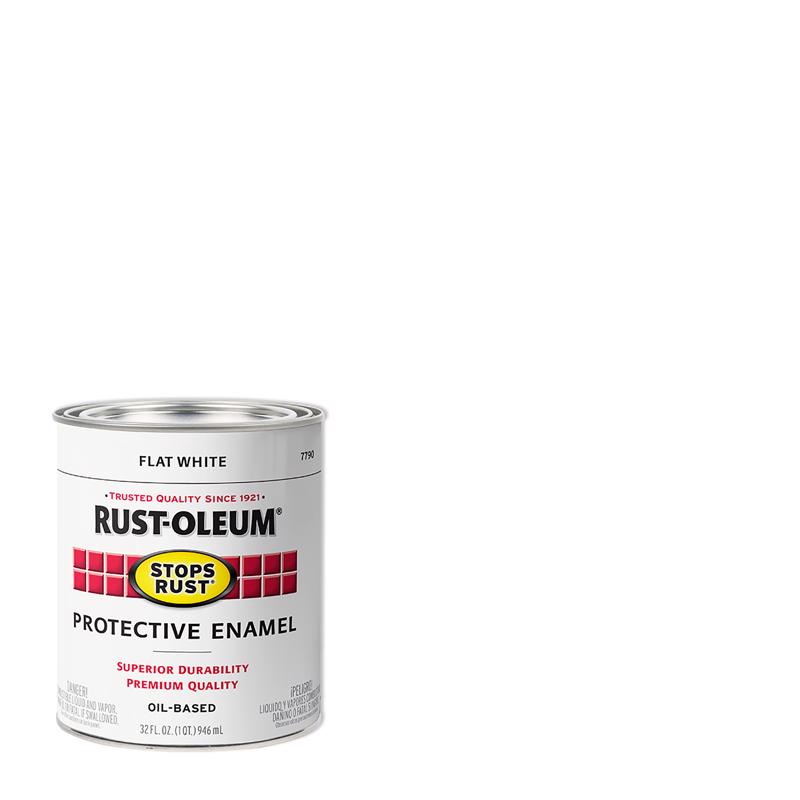 Rust-Oleum Stops Rust Indoor and Outdoor Flat White Oil-Based Protective Paint 1 qt, Pack of 2