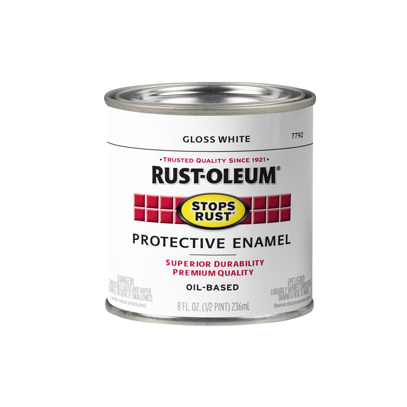 Rust-Oleum Stops Rust Indoor and Outdoor Gloss White Oil-Based Enamel Protective Paint 0.5 pt, Pack of 6