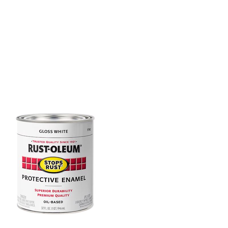 Rust-Oleum Stops Rust Indoor and Outdoor Gloss White Oil-Based Protective Paint 1 qt