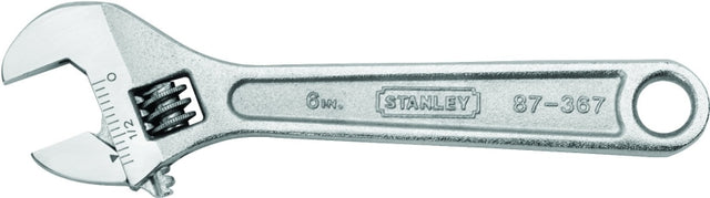 STANLEY 87-367 Adjustable Wrench, 6 in OAL, 1-1/20 in Jaw, Steel, Chrome