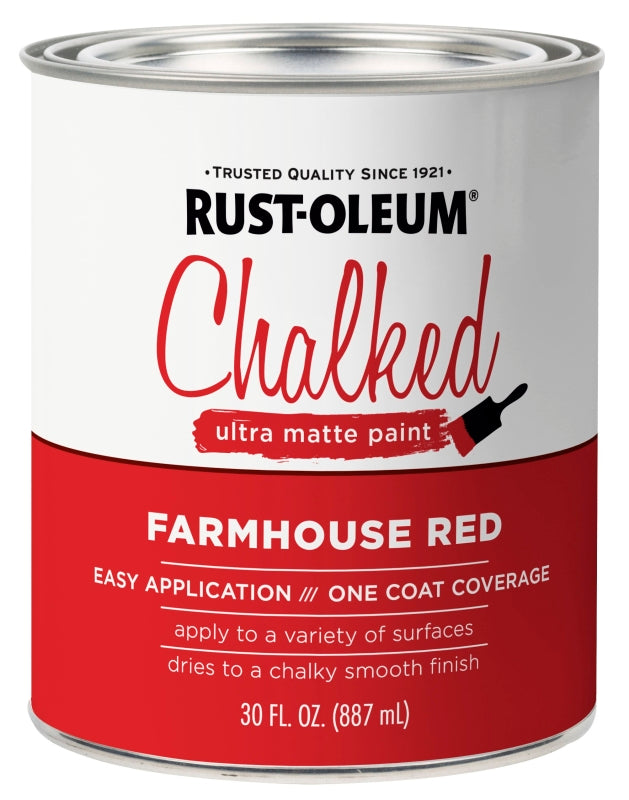 Rust-Oleum 329211 Chalk Spray Paint, Ultra Matte Chalky, Farmhouse Red, 30 oz, Can, Pack of 2