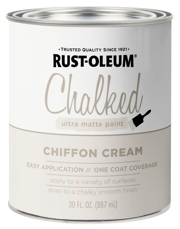 Rust-Oleum 329598 Chalk Paint, Ultra Matte Chalky, Chiffon Cream, 30 oz Can, 150 sq-ft Coverage Area, Pack of 2
