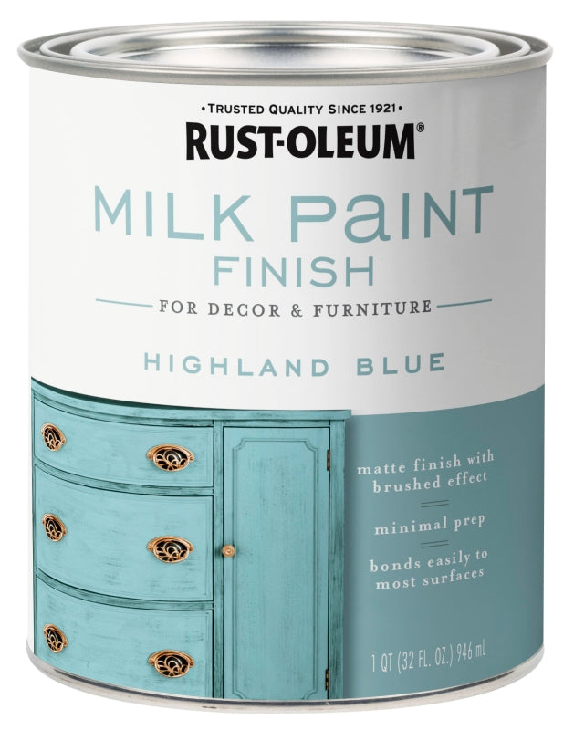 Rust-Oleum 331050 Milk Paint, Matte, Highland Blue, 1 qt Can