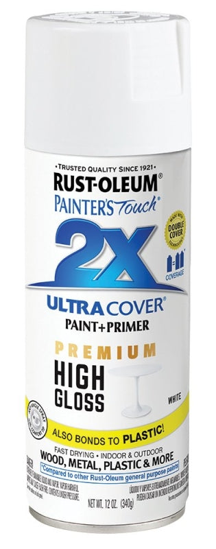 Rust-Oleum 331171 Spray Paint, High-Gloss, White, 12 oz Can