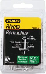 STANLEY PAA58-5B Pop Rivet, Reusable, Aluminum, 50/PK