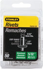 STANLEY PAA58-5B Pop Rivet, Reusable, Aluminum, 50/PK