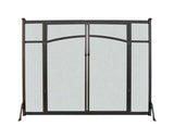 Panacea Black/Gray Matte Metal Fireplace Screen with Doors